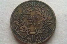 MONEDA 2 FRANCI 1924-TUNISIA foto