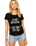 Tricou dama negru - I&#039;m not antisocial - M, THEICONIC