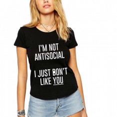 Tricou dama negru - I'm not antisocial - L