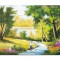 Tablou peisaj din natura pictat manual, La parau, 70x50cm ulei pe panza, Constantin Feraru