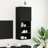 Dulap TV cu LED-uri, stejar negru, 40,5x30x102 cm