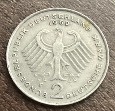 C50 - Moneda foarte veche - Germania - 2 marci - 1969 litera F