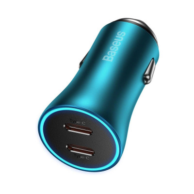 &amp;Icirc;ncărcător auto 2x USB-C 40W albastru CGJP000003 Baseus foto