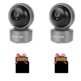 Set 2 camere IP de interior Wi-Fi KRUGER&amp;MATZ, 5MP 2K, Microfon, Difuzor + 2 carduri micro SD