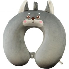 Pern&Auml; travelhusky, suport ergonomic pentru g&Atilde;&cent;t &Egrave;i cap, spum&Auml; cu memorie, 30x30 cm, sistem de prindere cu capse, gri