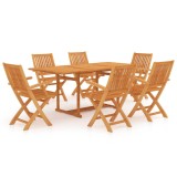 VidaXL Set mobilier de grădină, 7 piese, lemn masiv de tec