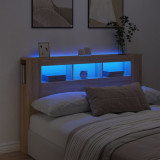 Tablie de pat cu LED, stejar sonoma, 160x18,5x103,5 cm, lemn GartenMobel Dekor, vidaXL