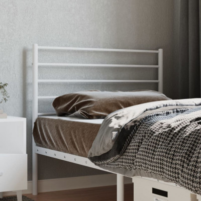 vidaXL Tăblie de pat metalică, alb, 107 cm foto