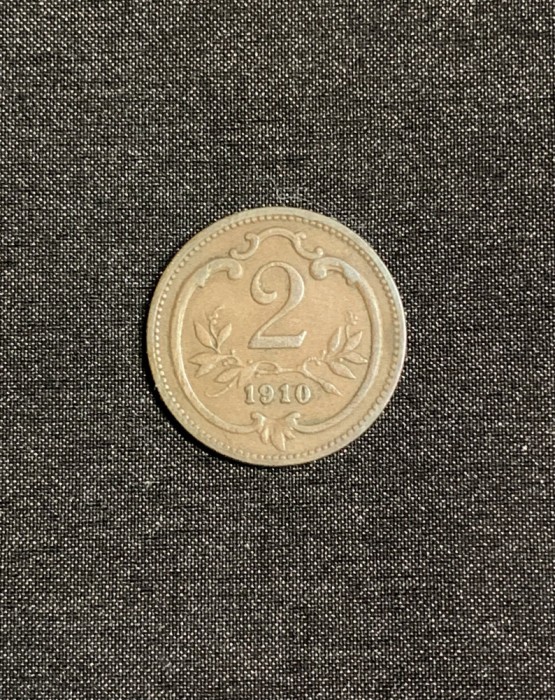 Moneda 2 heller 1910 Austria