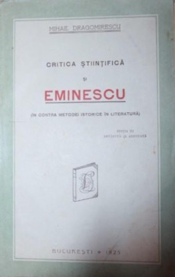 CRITCA STIINTIFICA SI EMINESCU EDITIA A-III-A foto