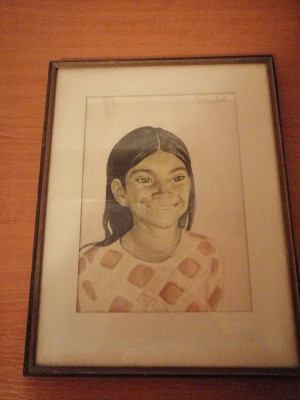 Tablou reproducere pictura Nils Dardel Suedia fetita indian Mexic rama sticla foto