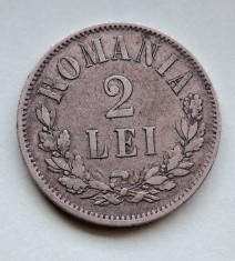 ROMANIA - 2 Lei 1876 , moneda de argint in stare foarte buna. Piesa rara ! ( 2 )