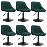 Cumpara ieftin Scaune de sufragerie pivotante 6 buc, verde inchis, catifea