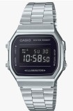 Cumpara ieftin Ceas unisex digital Casio, quartz, bratara din otel inoxidabil argintie, iluminare electroluminiscenta, alarma si cronometru, rezistent la apa, fata n