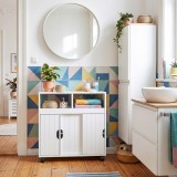 Dulap auxiliar cu roti pentru baie si bucatarie 72x70x20 cm, alb