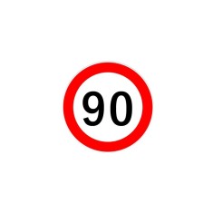 Sticker autocolant (12 cm) limitare viteza 90 km h