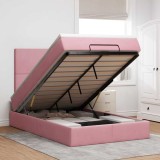 vidaXL Cadru de pat otoman cu saltea, catifea roz 120x200cm 3313396