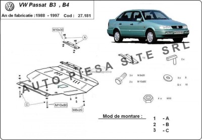 Scut metalic motor VW Passat (3A2, 35I) diesel fabricat in perioada 1988 - 1997 APS-27,181 foto