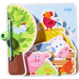 Haba Wooden Book Farm carte educativă contrastantă din lemn 6 m+ 1 buc