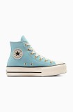 Converse tenisi din piele intoarsa Chuck Taylor All Star Lift culoarea turcoaz, A13824C