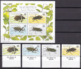 Mauritius 2000 fauna insecte MI 895-898 + bl. 22 MNH ww80, Nestampilat