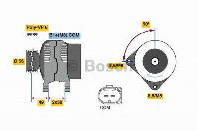 Generator / Alternator VW CADDY III Combi (2KB, 2KJ, 2CB, 2CJ) (2004 - 2016) BOSCH 0 986 081 160 foto