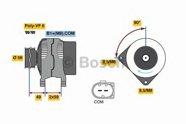 Generator / Alternator VW CADDY III Combi (2KB, 2KJ, 2CB, 2CJ) (2004 - 2016) BOSCH 0 986 081 160