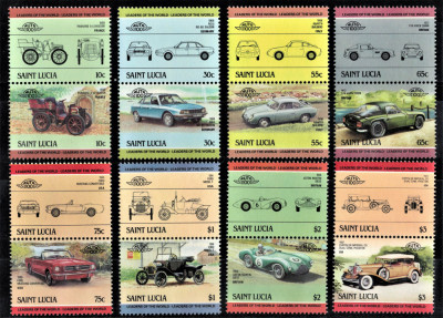 ST. LUCIA 1984 - Masini de epoca celebre / serie completa MNH foto