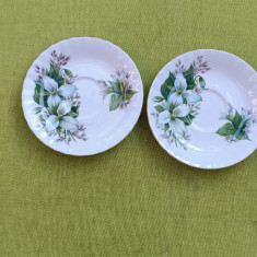 Portelan englezesc Royal Albert Bone China Trillium, 2 farfurioare decor floral