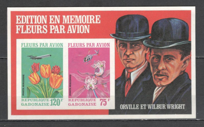 Gabon.1971 Posta aeriana:Flori in memoria aviatorilor-Bl. nedantelat MG.47