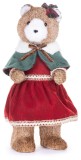 Decoratiune de Craciun MagicHome ursulet &icirc;n rochie rosie, 18x22x41 cm