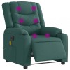 VidaXL Fotoliu electric de masaj rabatabil, verde &icirc;nchis, textil