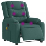 VidaXL Fotoliu electric de masaj rabatabil, verde &icirc;nchis, textil