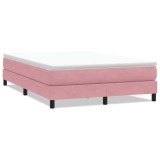 Cumpara ieftin Pat cu arcuri fara saltea roz 140x220 cm catifea