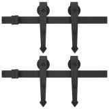 Cumpara ieftin Seturi de feronerie usi glisante, 2 buc., negru, 200 cm, otel