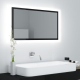 Cumpara ieftin Oglindă de baie cu LED, negru extralucios, 80x8,5x37 cm, acril