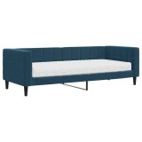 Cumpara ieftin Pat de zi cu saltea, albastru, 80x200 cm, catifea