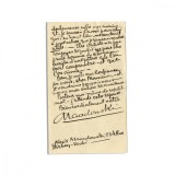 Alexis Macedonski, scrisoare olografă, 1928