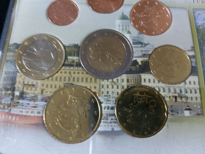 Euro set - Finlanda 2002-2010, 8 monede + comemorative medal