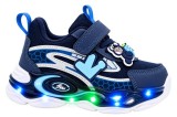 Cumpara ieftin Pantofi sport cu luminite, Model Navy Style, Piele ecologica, Baieti, Bleumarin