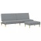 Canapea extensibila cu taburet, 2 locuri, gri deschis, textil