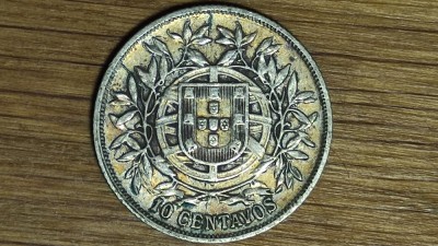 Portugalia - moneda de argint 835 an unic- 10 centavos 1915 - absolut superba ! foto