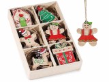 Set 36 ornamente brad Craciun lemn multicolor cm 4,5 x 6 H