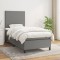 Gossi pat box spring cu saltea, gri inchis, 80x200 cm, textil