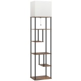 HOMCOM Lampadar cu etajere, lampadar de salon reglabil, telecomandă, 40 x 29 x 171 cm, maro rustic | Aosom Romania