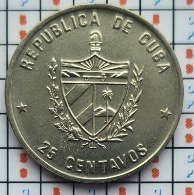 Cuba 25 centavos 1989 UNC - Alexander Humboldt - tiraj 17.000 - km 361 - A022 foto