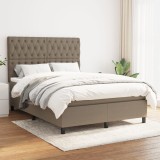VidaXL Pat box spring cu saltea, gri taupe, 140x200 cm, textil