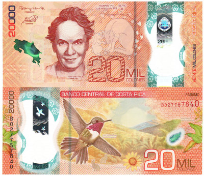 Costa Rica 20 000 Colones 2018 (20) Polimer UNC foto