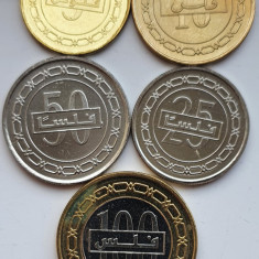 02B24 Bahrain set 5 monede 5, 10, 25, 50, 100 Fils 2007 - 2011 aunc-UNC