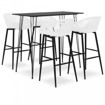 vidaXL Set mobilier de bar, 5 piese, negru și alb foto
